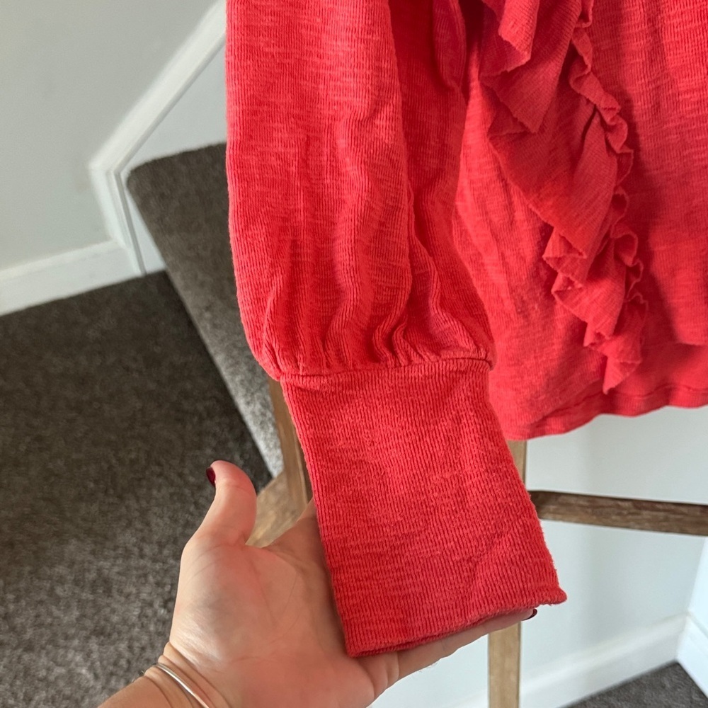 Pilcro Vibrant Coral Ruffled Blouse - Picture 3 of 5